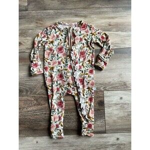 Blush Lotus Baby Girls Bamboo Double Zippy Pajamas Floral  3-6